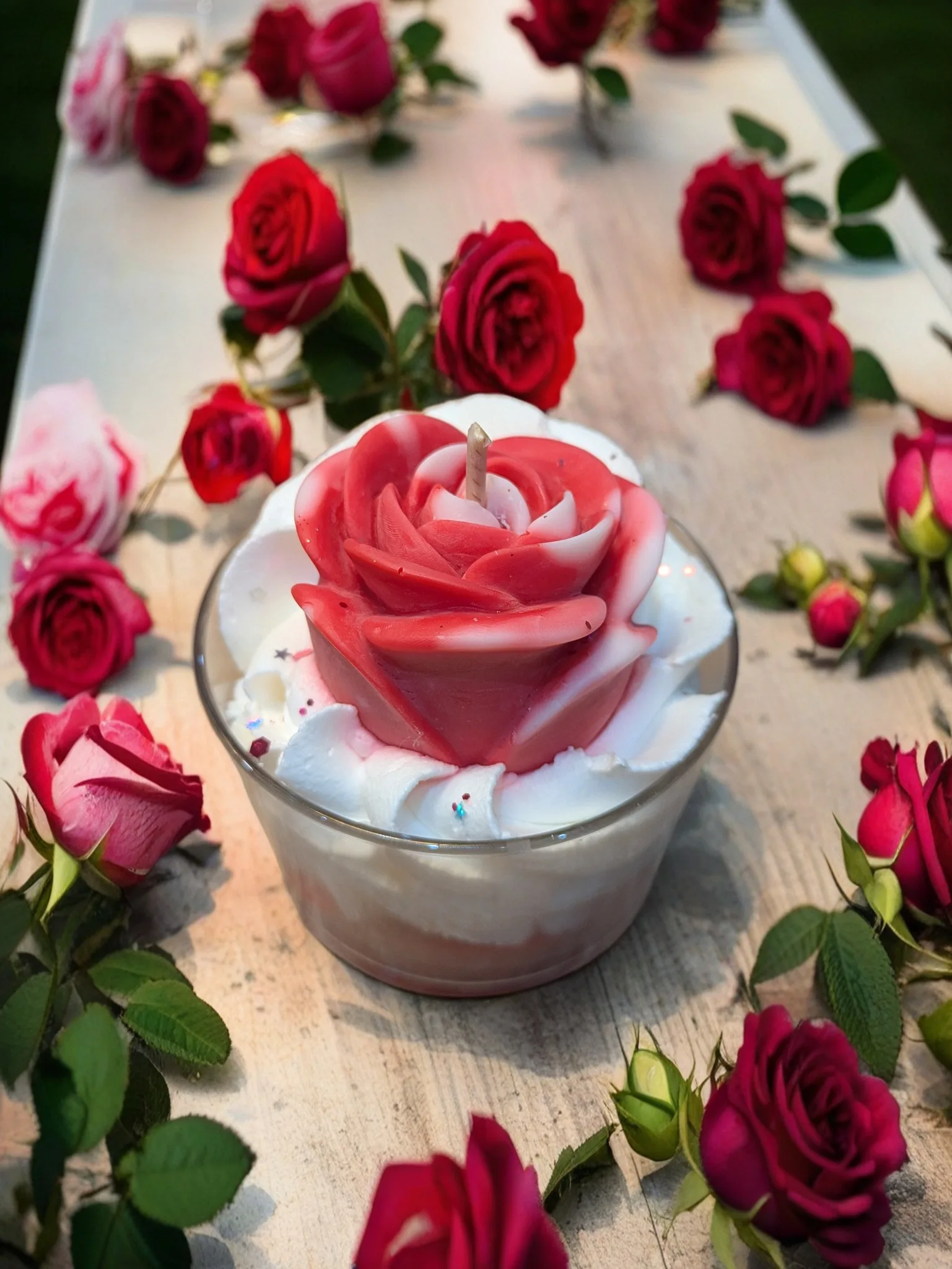 bougie parfumée rose